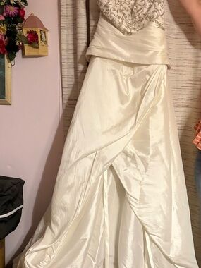 Allure Bridals Ivory Embellished Satin Wedding Gown
